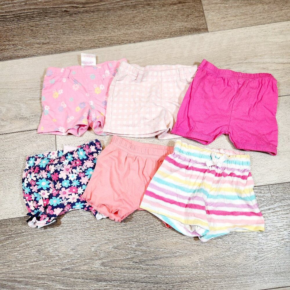 6 pc. Lot 0-3 Months Girls Shorts